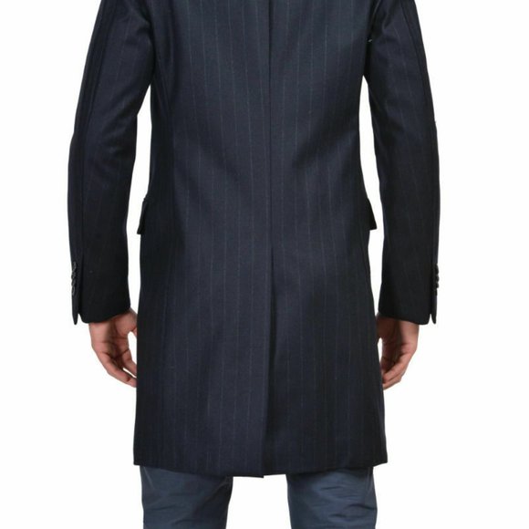 Ballantyne Blue Wool Striped Three Button Coat - Picture 6 of 7